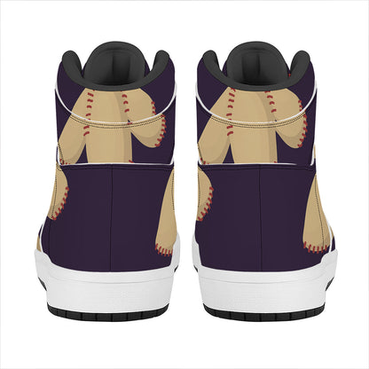 Cute Voodoo Doll Print High Top Leather Sneakers