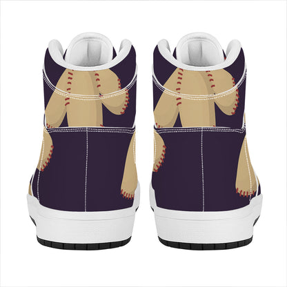 Cute Voodoo Doll Print High Top Leather Sneakers