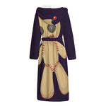Cute Voodoo Doll Print Hooded Bathrobe