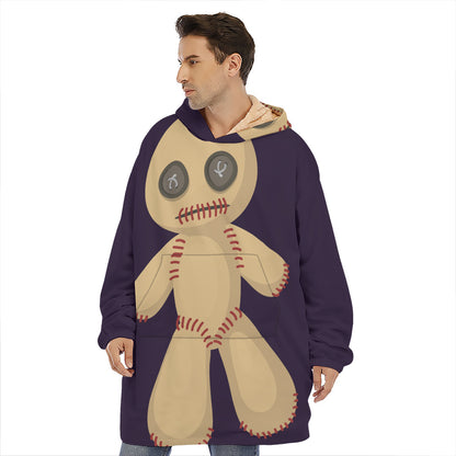 Cute Voodoo Doll Print Hoodie Blanket