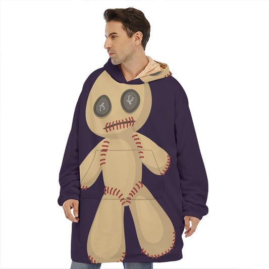 Cute Voodoo Doll Print Hoodie Blanket