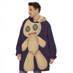Cute Voodoo Doll Print Hoodie Blanket