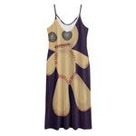 Cute Voodoo Doll Print Jersey Midi Cami Dress