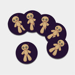 Cute Voodoo Doll Print Leather Coaster Set