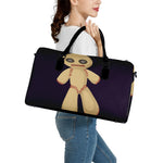 Cute Voodoo Doll Print Leather Duffle Bag