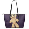 Cute Voodoo Doll Print Leather Tote Bag With Zipper