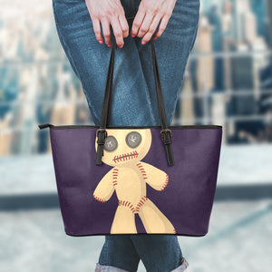 Cute Voodoo Doll Print Leather Tote Bag