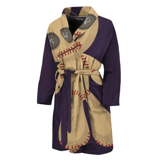 Cute Voodoo Doll Print Men's Bathrobe