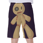 Cute Voodoo Doll Print Men's Beach Shorts