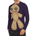 Cute Voodoo Doll Print Men's Long Sleeve Rash Guard