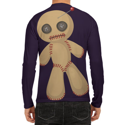 Cute Voodoo Doll Print Men's Long Sleeve Rash Guard