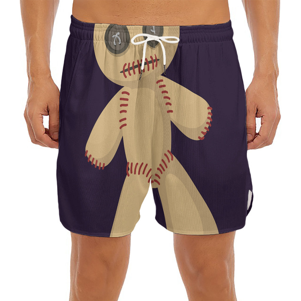 Cute Voodoo Doll Print Men's Split Running Shorts