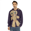Cute Voodoo Doll Print Men's Velvet Pullover Hoodie