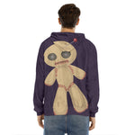 Cute Voodoo Doll Print Men's Velvet Pullover Hoodie