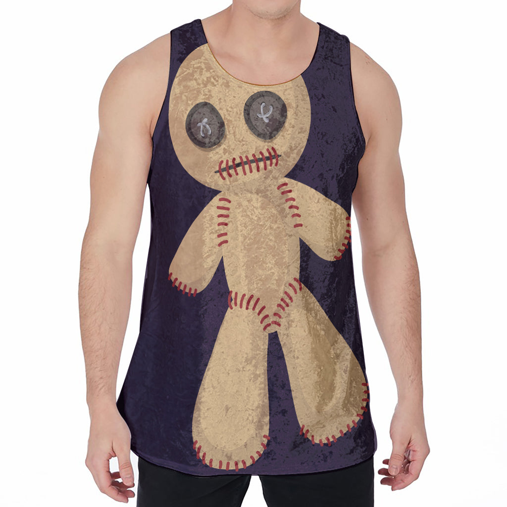 Cute Voodoo Doll Print Men's Velvet Tank Top