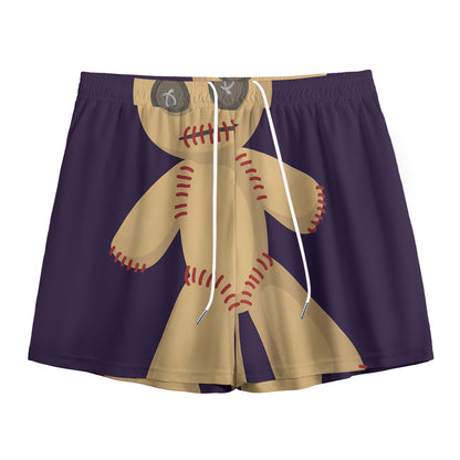 Cute Voodoo Doll Print Mesh Shorts