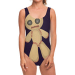 Cute Voodoo Doll Print One Piece Swimsuit