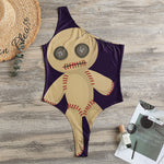 Cute Voodoo Doll Print One Shoulder Bodysuit