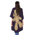 Cute Voodoo Doll Print Open Front Beach Cover Up