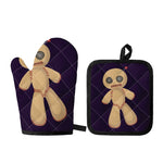 Cute Voodoo Doll Print Oven Mitt And Pot Holder Set