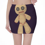 Cute Voodoo Doll Print Pencil Mini Skirt