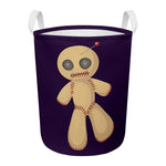 Cute Voodoo Doll Print Round Laundry Basket