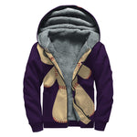 Cute Voodoo Doll Print Sherpa Lined Zip Up Hoodie