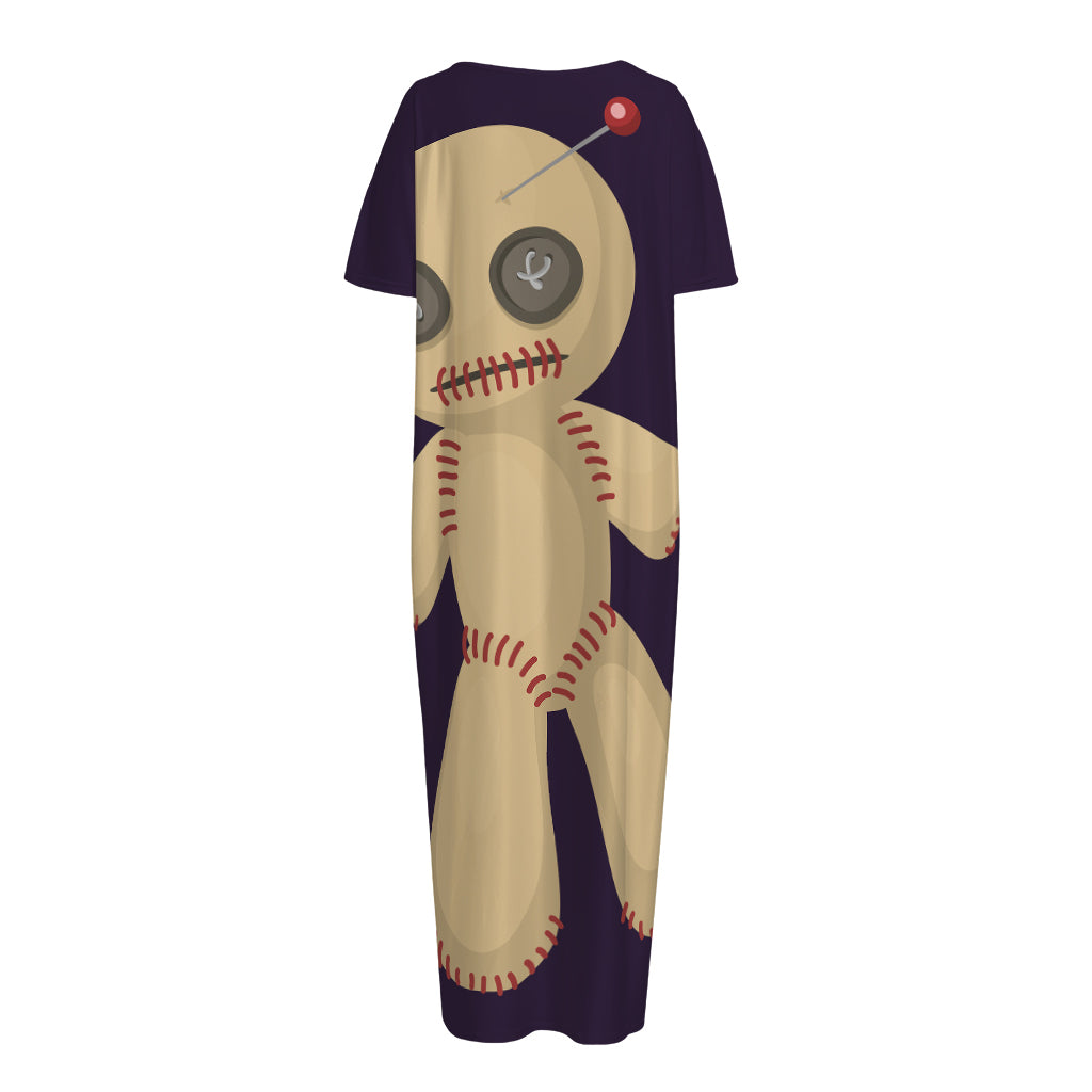 Cute Voodoo Doll Print Short Sleeve Long Nightdress