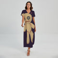 Cute Voodoo Doll Print Short Sleeve Maxi Dress