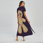 Cute Voodoo Doll Print Short Sleeve Maxi Dress