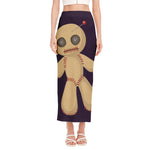 Cute Voodoo Doll Print Side Slit Maxi Skirt