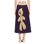 Cute Voodoo Doll Print Side Slit Midi Skirt