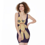 Cute Voodoo Doll Print Sleeveless Bodycon Dress