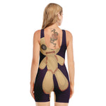Cute Voodoo Doll Print Sleeveless One Piece Swimsuit
