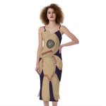 Cute Voodoo Doll Print Slim Fit Midi Cami Dress