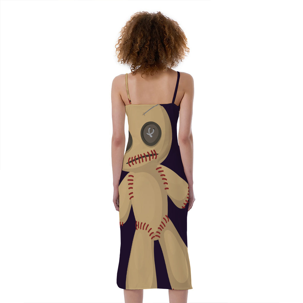 Cute Voodoo Doll Print Slim Fit Midi Cami Dress