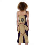 Cute Voodoo Doll Print Slim Fit Midi Cami Dress