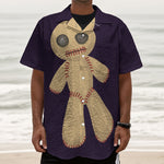 Cute Voodoo Doll Print Textured Short Sleeve Shirt