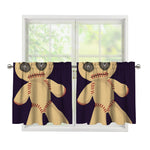 Cute Voodoo Doll Print Tier Curtains