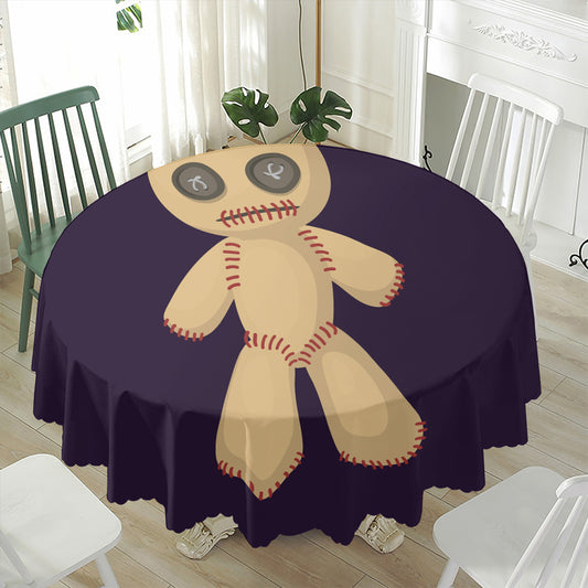 Cute Voodoo Doll Print Waterproof Round Tablecloth