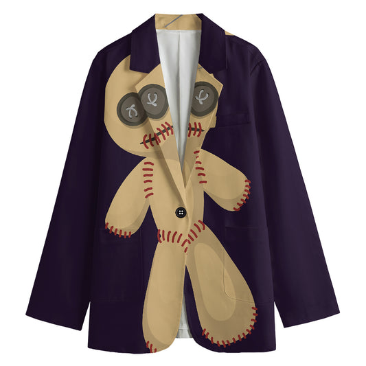 Cute Voodoo Doll Print Women's Blazer