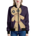 Cute Voodoo Doll Print Women's Bomber Jacket
