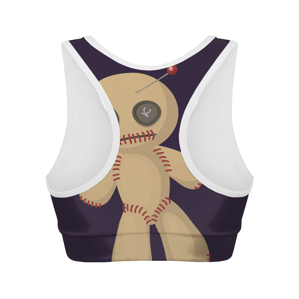 Cute Voodoo Doll Print Women's Sports Bra