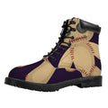 Cute Voodoo Doll Print Padded Collar Lace Up Boots