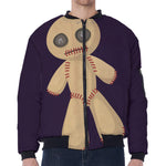 Cute Voodoo Doll Print Zip Sleeve Bomber Jacket