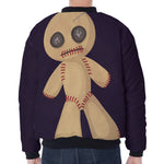 Cute Voodoo Doll Print Zip Sleeve Bomber Jacket