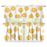 Cute Waffle Pattern Print 3 Piece Kitchen Curtains