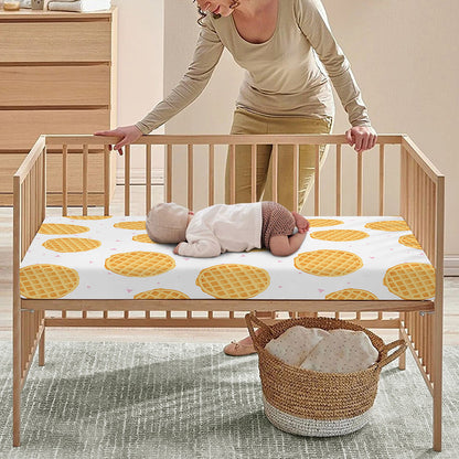 Cute Waffle Pattern Print Baby Crib Sheet