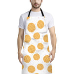 Cute Waffle Pattern Print Bib Apron With Pocket