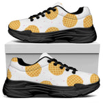 Cute Waffle Pattern Print Black Chunky Shoes